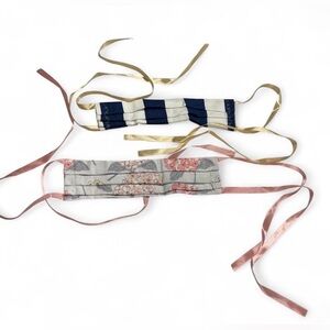 Handmade Floral & Navy Stripe Tie-Back Face Masks
